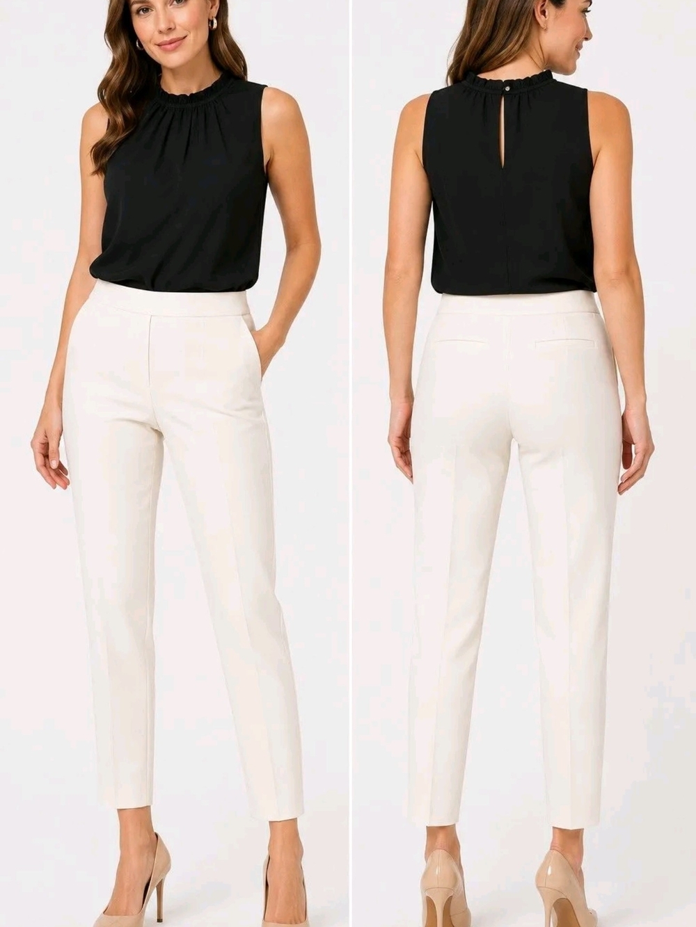 ♠️Kate Spade New York "Live Colorfully" Ivory Ankle Pants | Size 8 | Preloved
